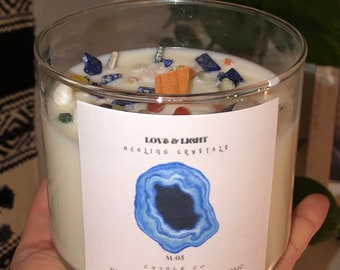 Crystal Candle | Intention Candles | Gemstone Candles | Crystal candle | Crystal Infused Candle | 10 oz