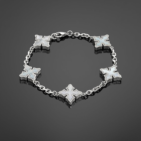 Clover Bracelet - Silver, Goth Bracelet, for Him - Etsy