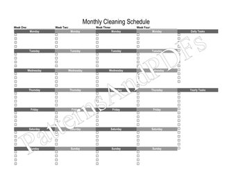 Monthly Cleaning Schedule | Checklist | Editable | Printable - Etsy