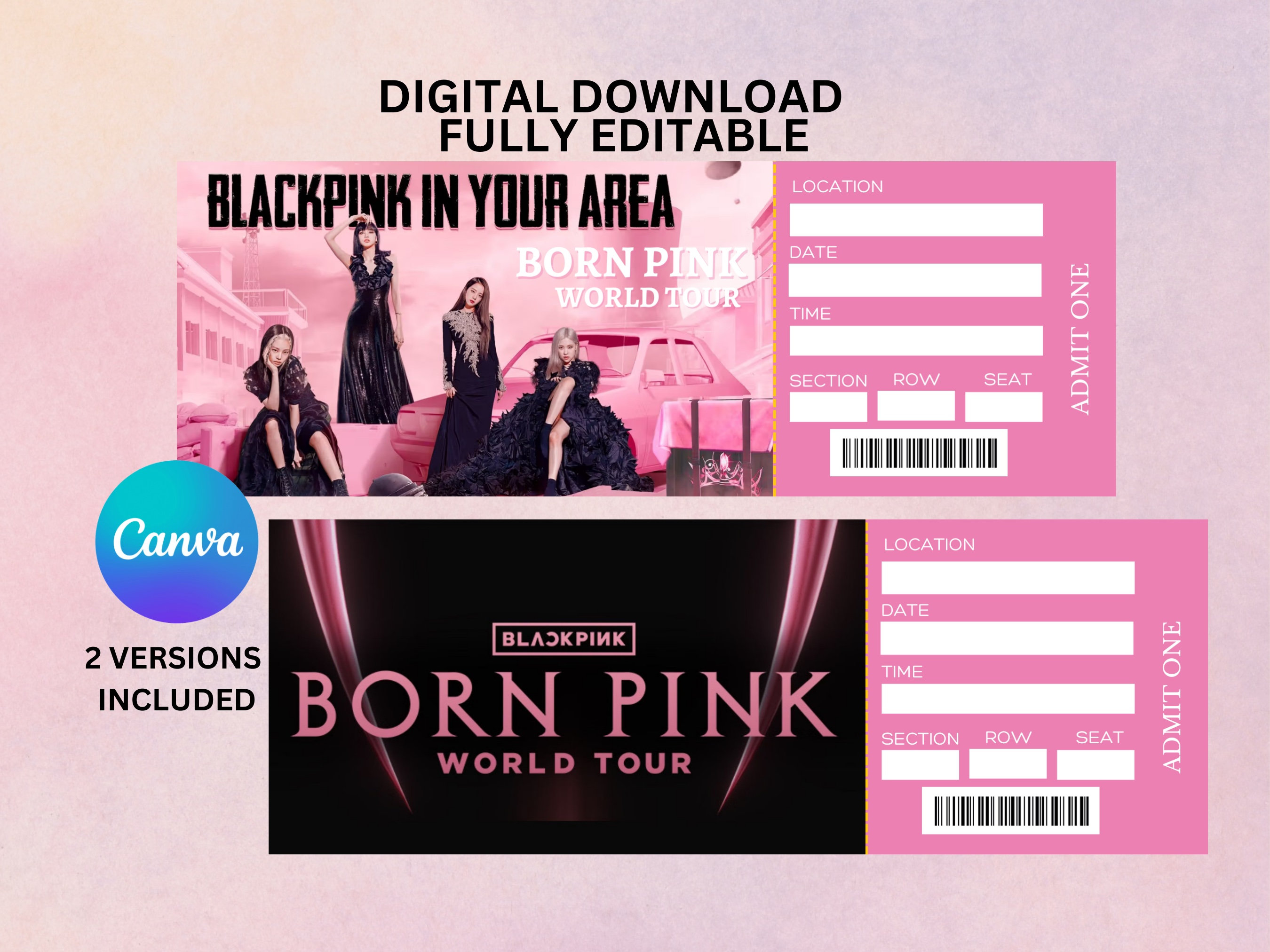 Blackpink Born Pink World Tour 2023 Ticket Printable Etsy