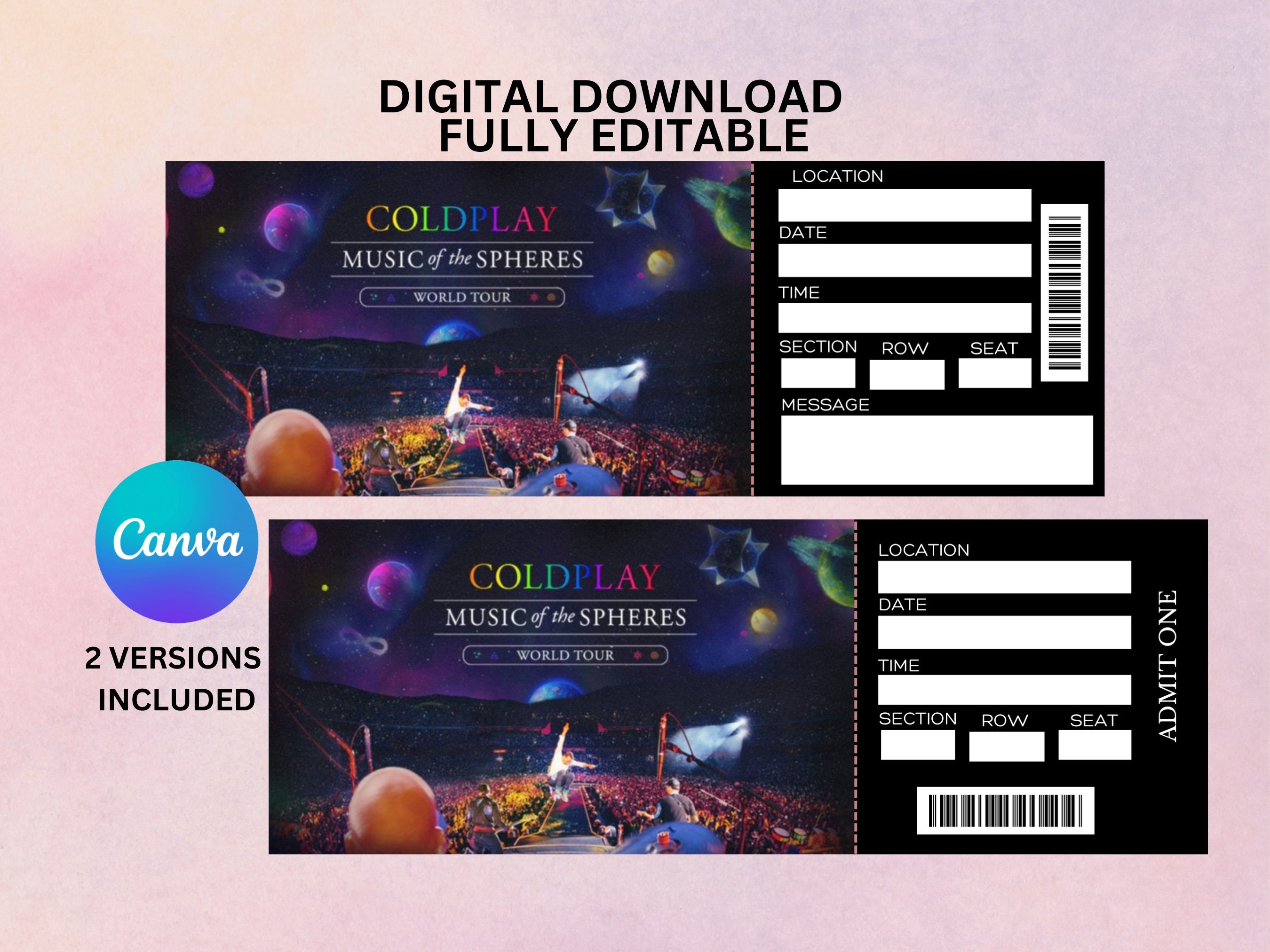 Coldplay Music of the Spheres Tour Ticket Coldplay Ticket Etsy