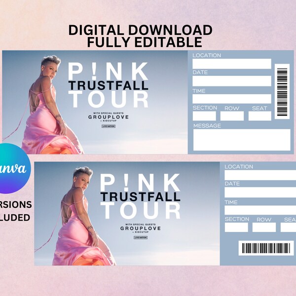 Pink Trustfall Ticket Template Etsy