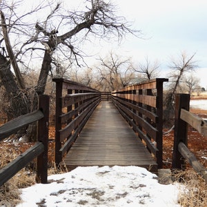 Digital Photograph, bridge photograph, snowy bridge, digital print for framing, beautiful wintery bridge picture