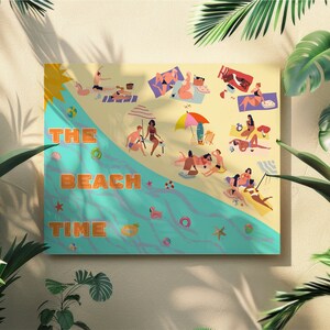 Arte de verão na praia "The Beach Time" para decoração de casa-quarto-praia, pôster popular para impressão, download digital para download
