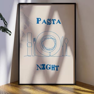 Minimalist Pasta Line Art Print: Italian Kitchen Decor (Digital Download)