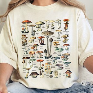 Mushroom ID Shirt With Names, Goblin Core Comfort Colors Oversized TShirt,  Mushroom Scientific Identification Shirt, Mushroom Lover Gift