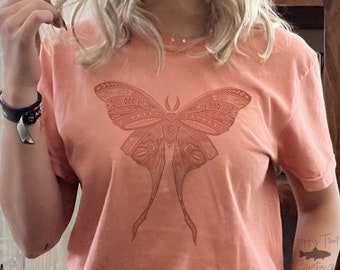 Shades of Moths Luna Moth Shirt | Mystical Fairy Core Butterfly Clothing | Oversized Nature Aesthetic Luna Moth T-Shirt | Comfort Colors Tee