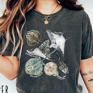 Ocean Rays Identification Tee, Marine Biology Ocean Sealife T-Shirt, Manta Ray Lover Gift, Nature Shirt, Beach Shirt, Summer Shirt