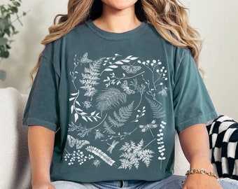 Botanicals, Butterflies & Bees Cottagecore Shirt, Aesthetic Tshirt, Boho T-Shirt, Vintage T Shirt, Soft Comfort Colors Tee, Plus Sizes