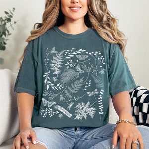 Botanicals, Butterflies & Bees Cottagecore Shirt, Aesthetic Tshirt, Boho T-Shirt, Vintage T Shirt, Soft Comfort Colors Tee, Plus Sizes