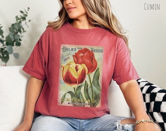 Vintage Seed Packet Flower Shirt, Cottagecore Shirt, Gardening Shirt, Summer Shirt, Botanical Shirt, Floral TShirt, Gift For Her