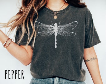 Minimalist Dragonfly Comfort Colors® TShirt | Nature Inspired Cottage Core Shirt | Oversized Graphic Tee Gift for Women