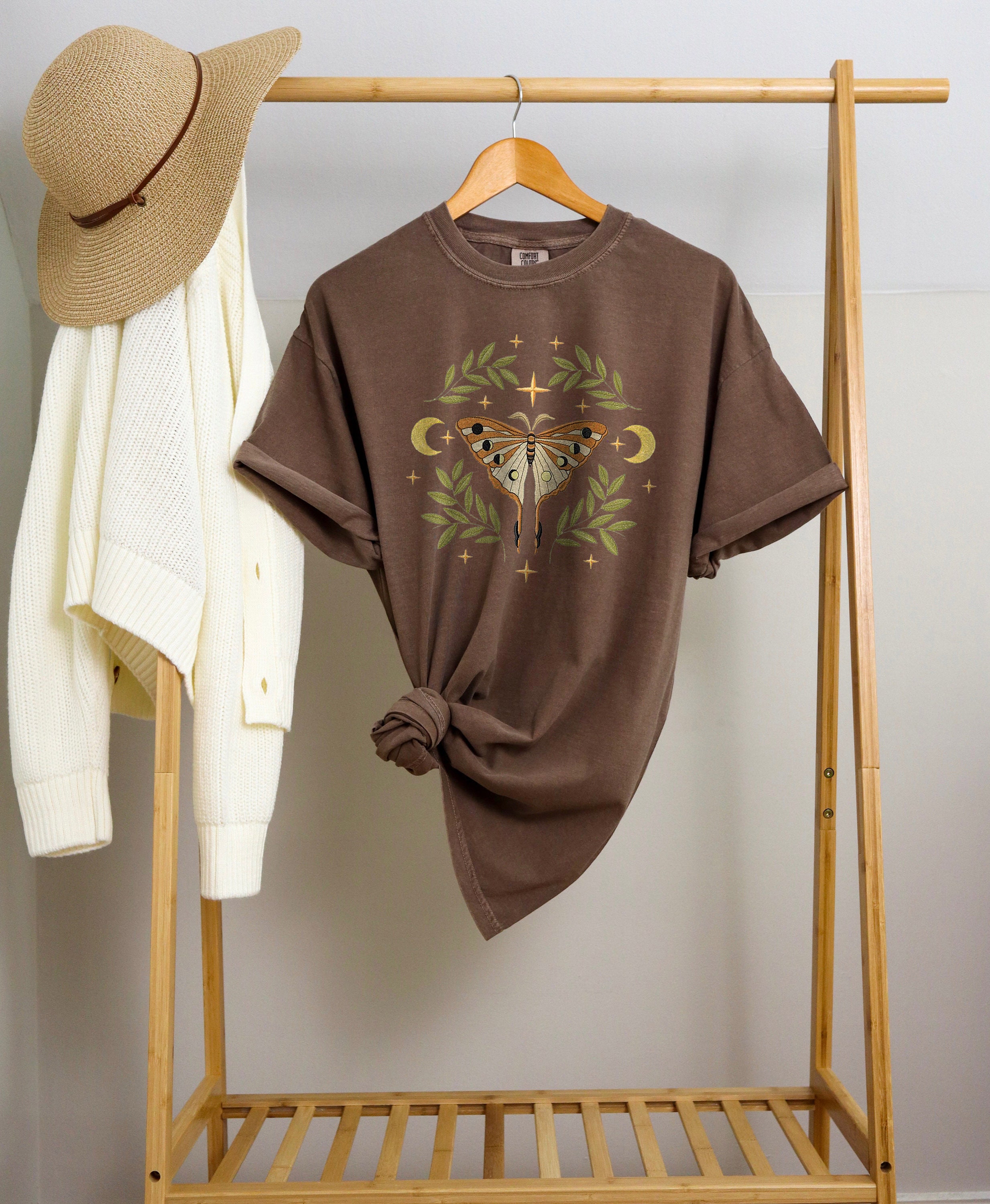 Midnight Moth & Moons Shirt, Butterfly Fairycore Tshirt, Celestial ...