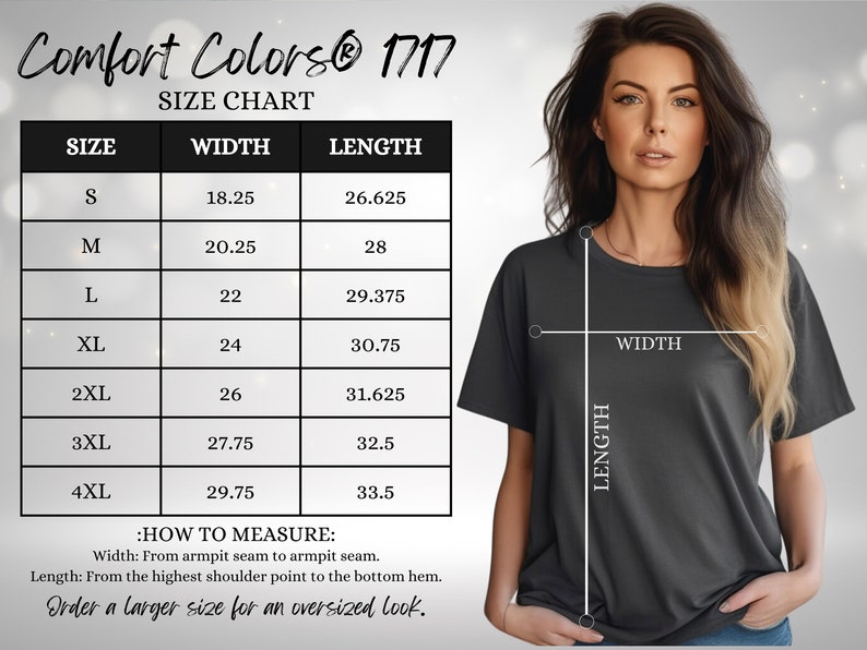 May include: Size chart for a t-shirt with measurements in inches. The chart shows the width and length of the shirt in different sizes, from S to 4XL. The chart also includes instructions on how to measure the shirt.