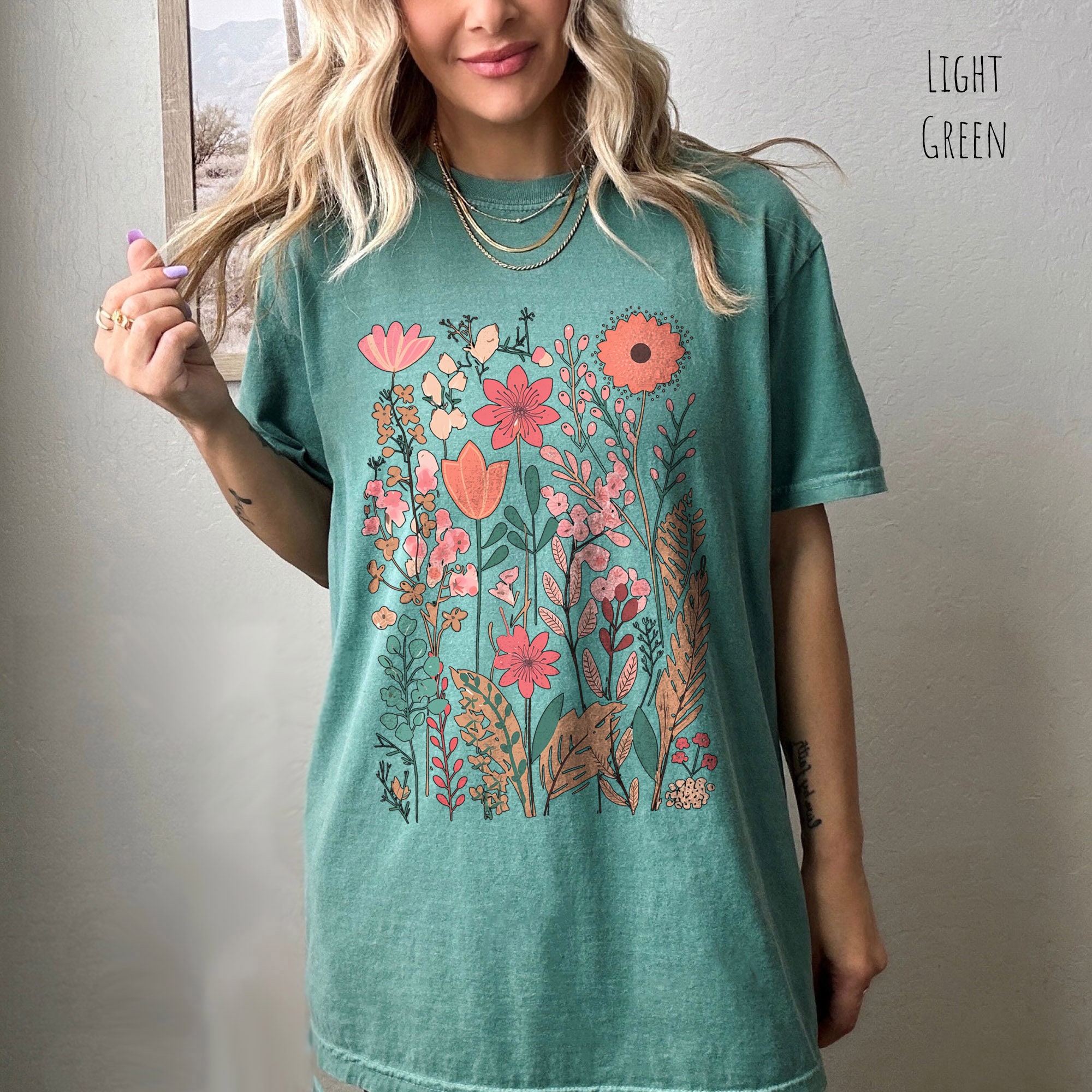 Pastel Wildflowers Shirt, Flower Tshirt, Nature Shirt, Pressed Flowers ...