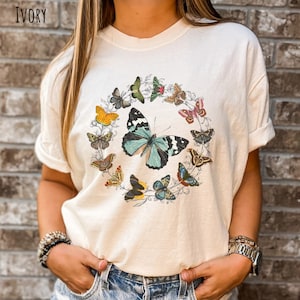 Vintage Butterflies & Moths Shirt, Nature Shirt, Butterfly Shirt, Moth Shirt, Cottagecore T-Shirt, Gardening Shirt, Gift for Her, Mom Gift