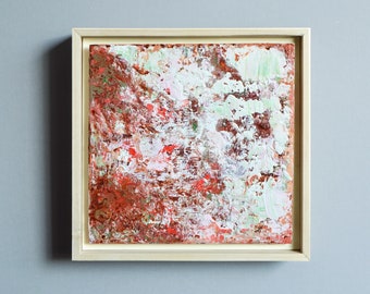 Original Small Abstract Painting, Framed Textured Painting on Canvas Board, Modern Art, Contemporary Artwork