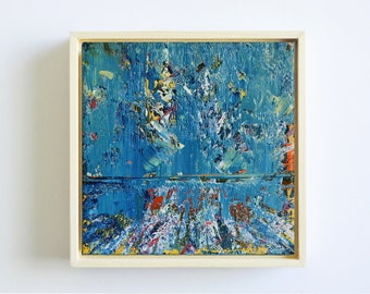 Original Small Abstract Painting, Framed Textured Painting on Canvas Board, Modern Art, Contemporary Artwork