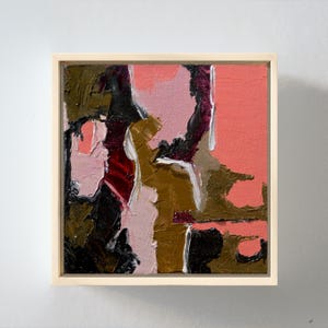 Original Framed Abstract Oil Painting, Bold Irregular Shapes Textured Contemporary Wall Art