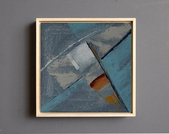 One of a Kind Original Abstract Oil Painting, Small Framed Painting on Canvas Board, Modern and Contemporary Wall Art