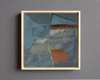 One of a Kind Original Abstract Oil Painting, Small Framed Painting on Canvas Board, Modern and Contemporary Wall Art