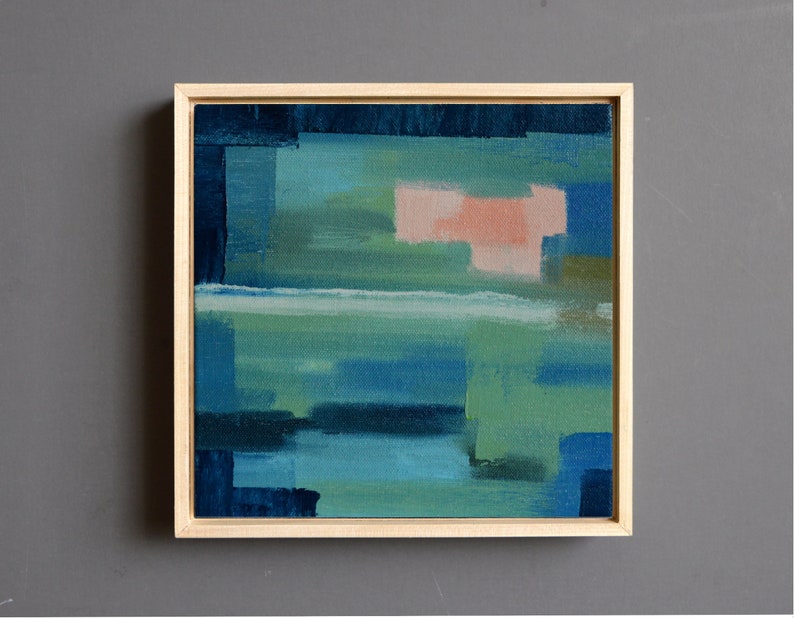 One of a Kind Original Abstract Oil Painting, Small Framed Painting on Canvas Board, Modern and Contemporary Wall Art image 1