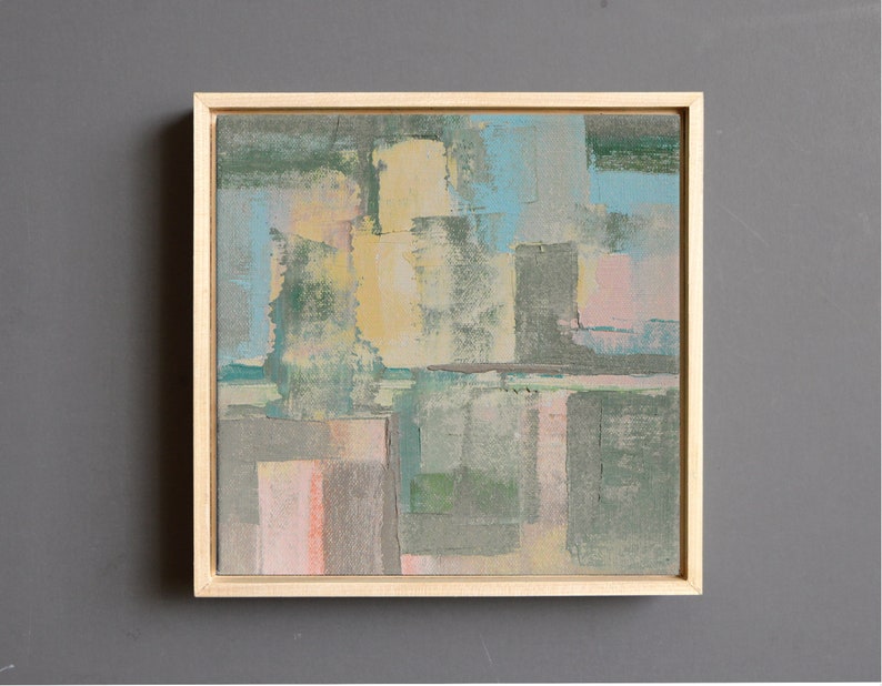 Original Small Abstract Painting, Framed Textured Painting on Canvas Board, Modern Art, Contemporary Artwork image 1