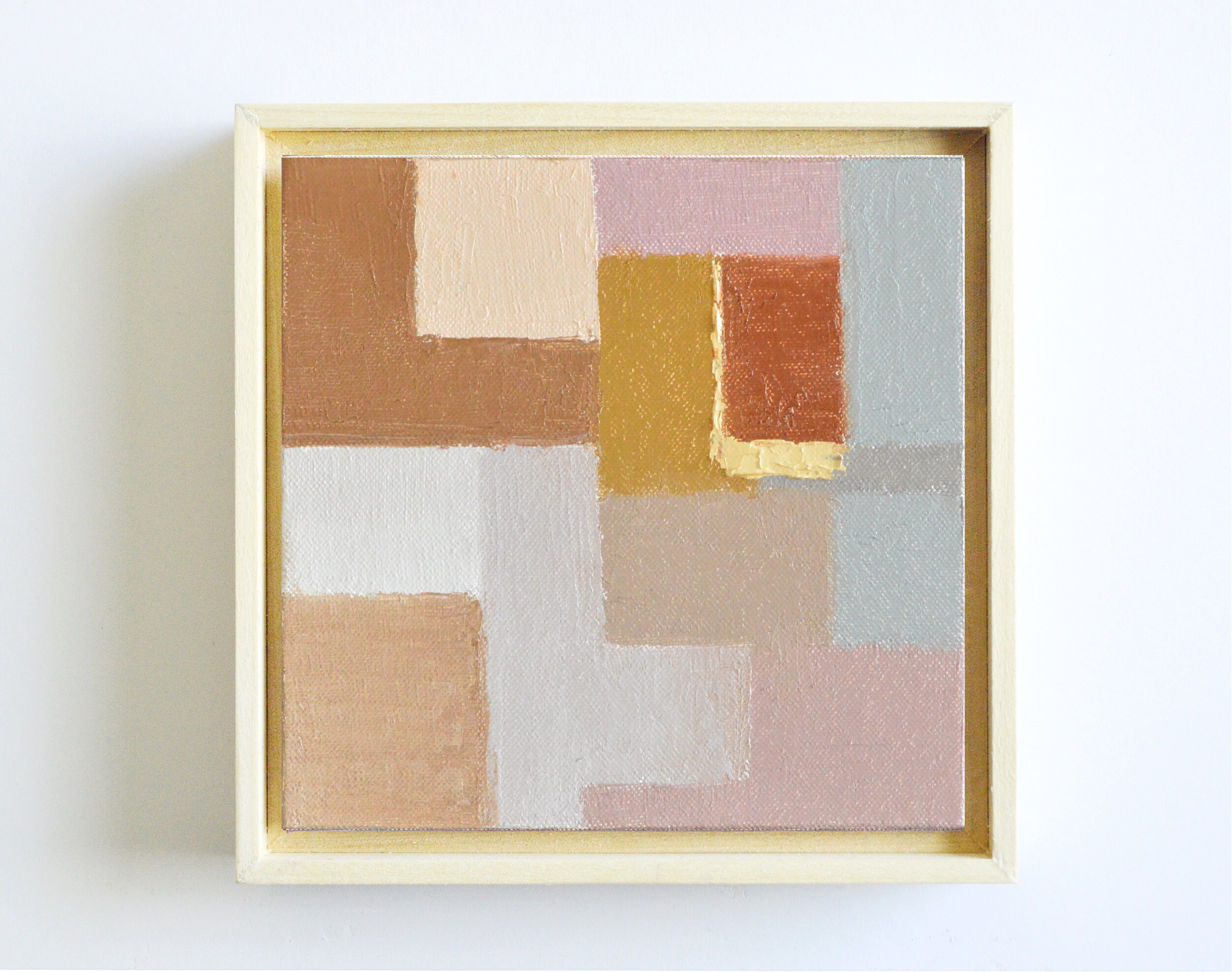 Original Minimalist Painting, Framed Abstract Oil Painting on Canvas