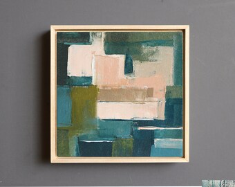 One of a Kind Original Minimalist Oil Painting, Small Framed Abstract Painting on Canvas Board, Modern and Contemporary Wall Art