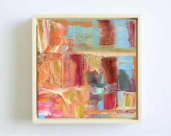 Original Small Abstract Painting, Framed Textured Painting on Canvas Board, Modern Art, Contemporary Artwork