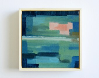 One of a Kind Original Abstract Oil Painting, Small Framed Painting on Canvas Board, Modern and Contemporary Wall Art