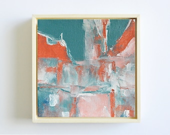 Original Small Abstract Painting, Framed Textured Painting on Canvas Board, Modern Art, Contemporary Artwork