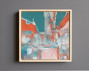 Original Small Abstract Painting, Framed Textured Painting on Canvas Board, Modern Art, Contemporary Artwork