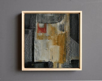 One of a Kind Original Abstract Oil Painting, Small Framed Painting on Canvas Board, Modern and Contemporary Wall Art