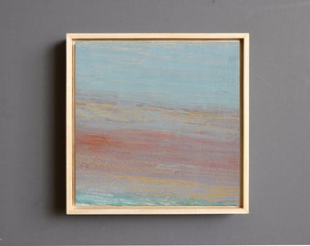 8.75"x 8.75" Original Abstract Oil- Encaustic Painting, Small Framed Painting on Canvas Board, One of a Kind Modern & Contemporary Wall Art