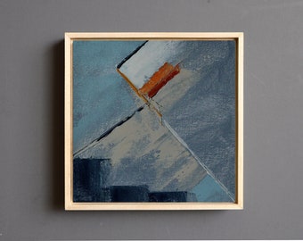 One of a Kind Original Abstract Oil Painting, Small Framed Painting on Canvas Board, Modern and Contemporary Wall Art