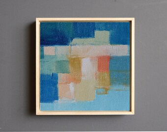 One of a Kind Original Abstract Oil Painting, Small Framed Painting on Canvas Board, Modern and Contemporary Wall Art