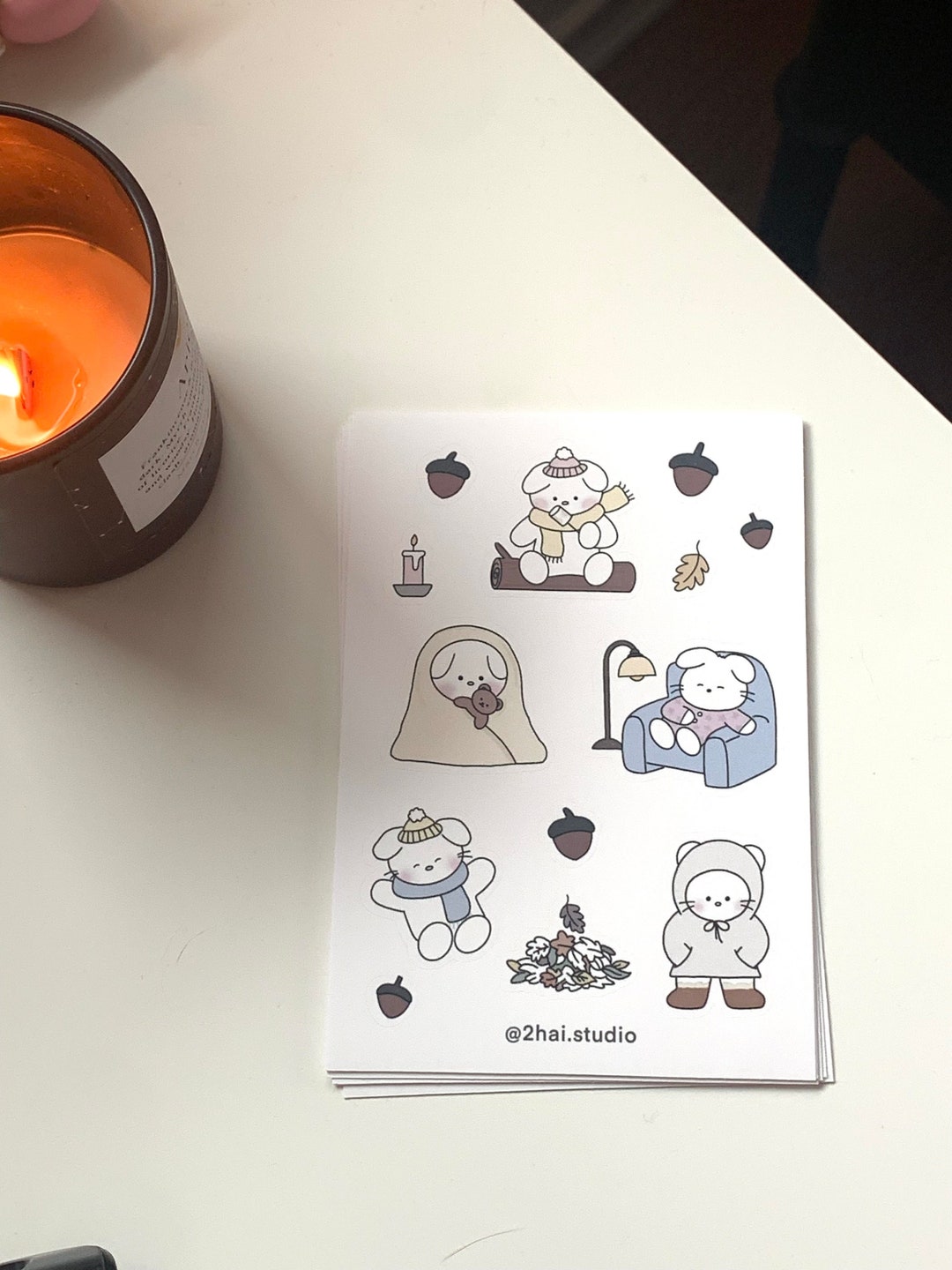 Korean Rabbit Sticker Autumn Sticker Sheet (bunny, Cute, Korean, Journaling) - Etsy