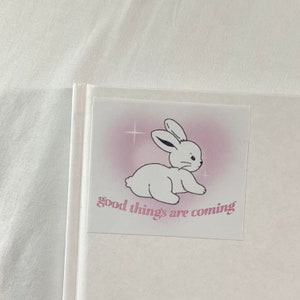 Good Things Bunny Pink Aura Heart Die Cut Sticker