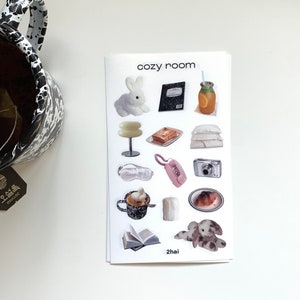 Cozy Room Object Sticker Sheet (y2k, png, jpeg,aesthetic, korean, cute, stationary)