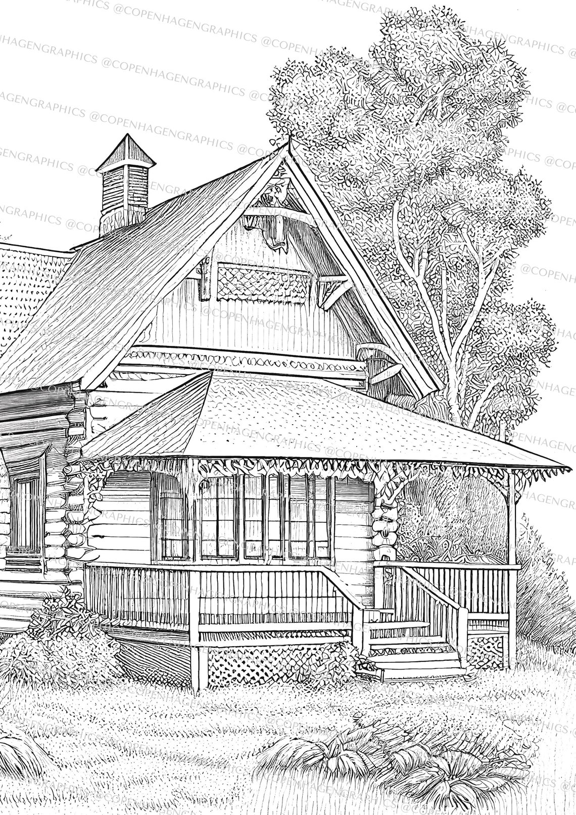 Coloring Book 30 Houses Adult Coloring Book coloring - Etsy