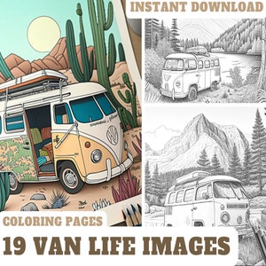 Coloring Book | 19 Dreamy Vans | Adult Coloring Book | Coloring Book pdf | Coloring Pages | Stoner Coloring Page | Coloring Pages for Kids