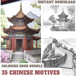 Chinese Coloring Book | 35 Pics | Coloring Book pdf | Coloring Pages | Stoner Coloring Page | Adult Coloring Book | Coloring Pages for Kids