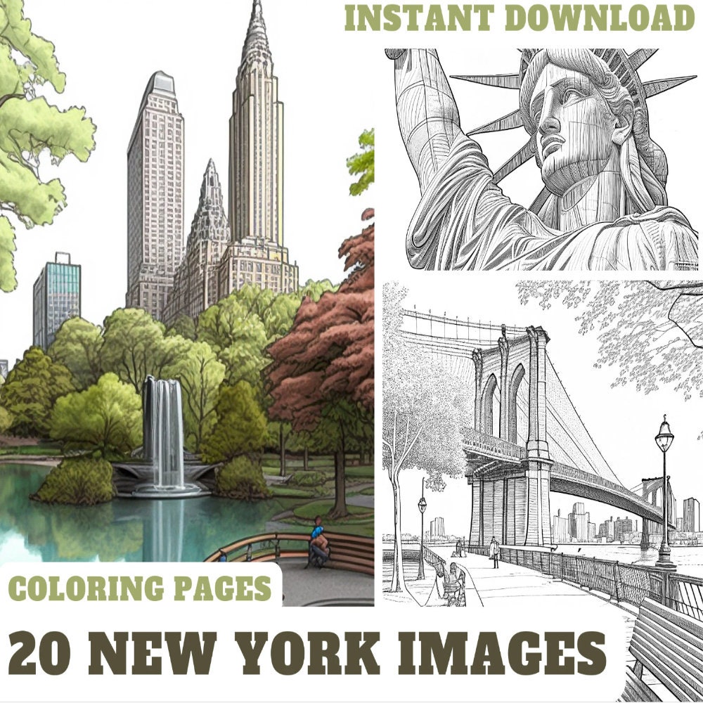 Coloring Book 20 New York Pics Adult Coloring Book coloring Book Pdf ...