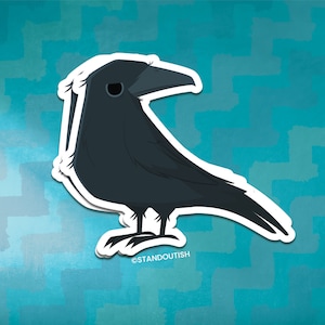 Inquisitive Crow Sticker | Crow Sticker, Raven Sticker, Crow Gift, Cute Animal Sticker, Water Bottle Sticker, Laptop Sticker,