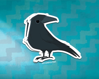 Inquisitive Crow Sticker | Crow Sticker, Raven Sticker, Crow Gift, Cute Animal Sticker, Water Bottle Sticker, Laptop Sticker,