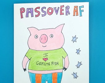 Passover card, Happy Passover card, Funny Passover card, Pig card