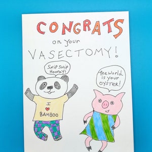 Tarjeta de vasectomía, Tarjeta extraña, Tarjeta de felicitación, tarjeta poco convencional