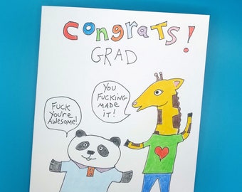 Graduation card, funny graduation card, Congrats Grad, cute graduation card