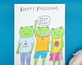 Happy Passover, Passover card, funny Passover card, Passover frogs, Frog card